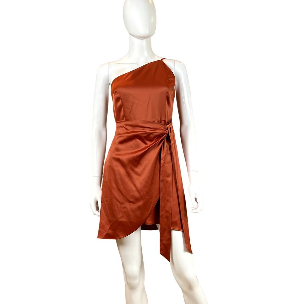 NWT Gianni Bini Sasha One-Shoulder Satin Mini Dress | Cider | Size 2